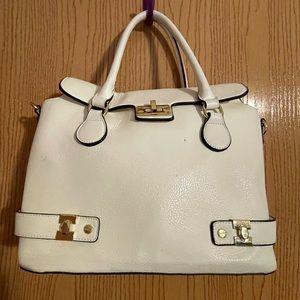 Cream tote bag with gold hardware